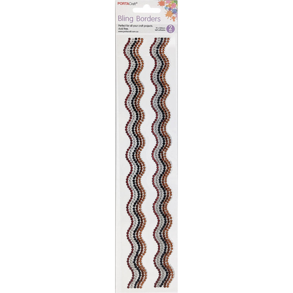 Rhinestone Borders Waves 19mm x 30cm 2pk - Ochre Art