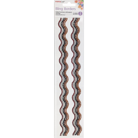 Rhinestone Borders Waves 19mm x 30cm 2pk - Ochre Art