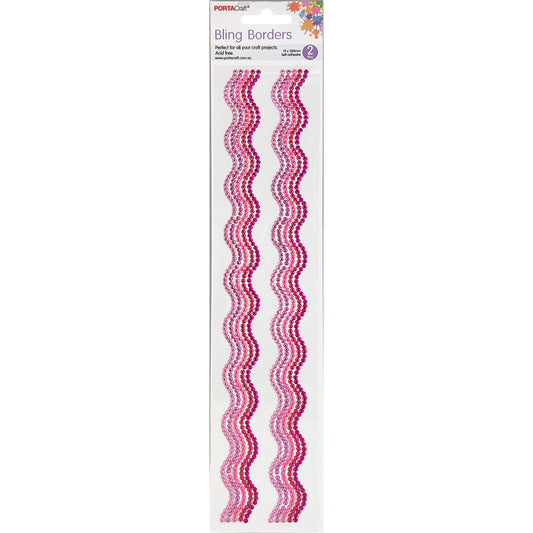 Rhinestone Borders Waves 19mm x 30cm 2pk - Pinks