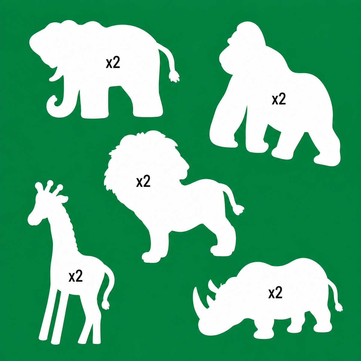 Jungle themed card shapes 10 pack for safari crafts, wild animal activities, school art projects and kids handmade cards