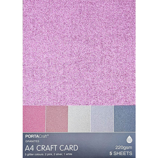 Glitter Card A4 220gsm 5pk Granites
