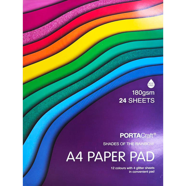 Paper Pad A4 180gsm 24pk Rainbow