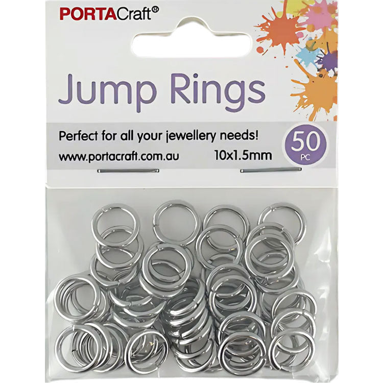 Jump Rings 10x1.5mm 50pk Silvered
