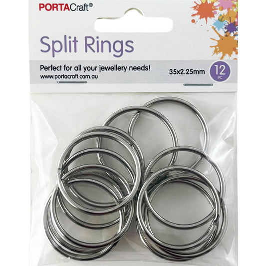 Split Rings 35x2.25mm 12pk Silvered
