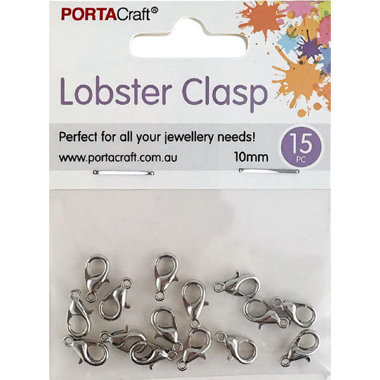 Lobster Clasps 10x5mm 15pk Silvered