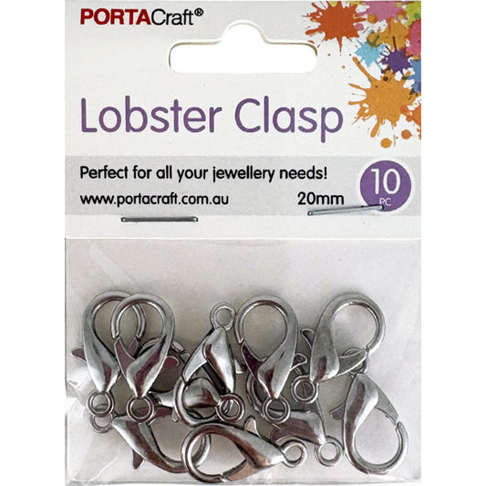 Lobster Clasps 20x10mm 10pk Silvered