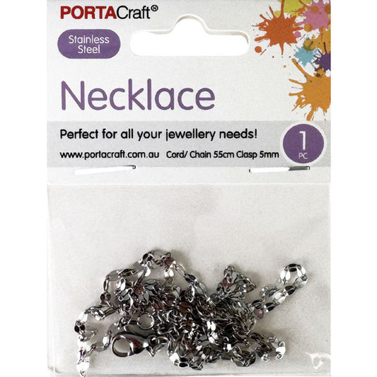 Necklace Chain 55mm w Lobster Clasp 5mm SS Silvrd