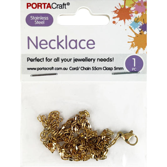Necklace Chain 55cm w Lobster Clasp 5mm SS Golden