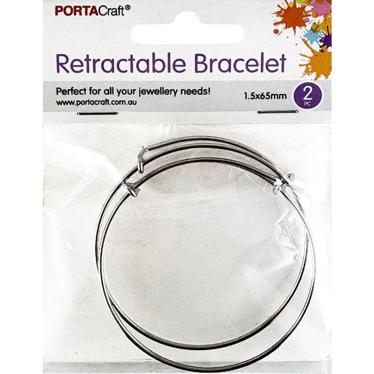 Bangle Adjustable 1.5x65mm 2pk Silvered