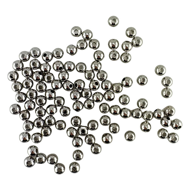 Round Beads 5mm 100 Pack - Silver Tone