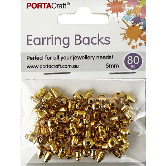 Earring Backs Bullet Clutch 5mm 80pk Golden