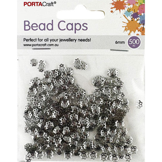 Bead Caps Floral 6mm 500pk Silvered