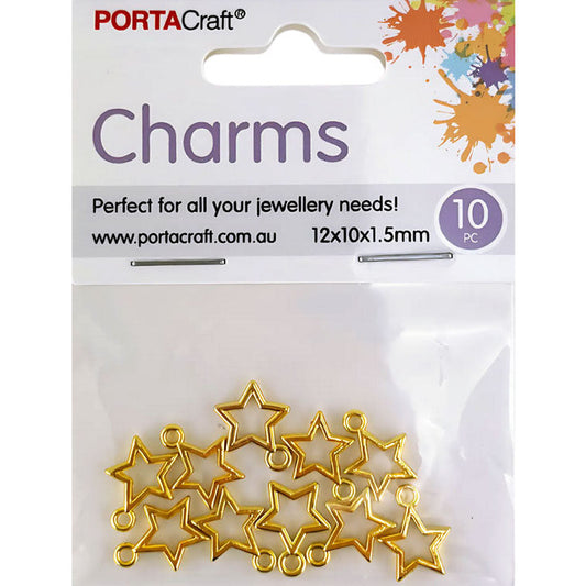 Charms Metal 10pc Stars 12x10x1.5mm Golden