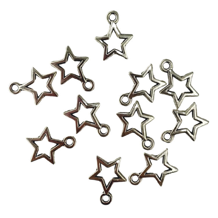 Stars Metal Charms in Silver Tone 10pc