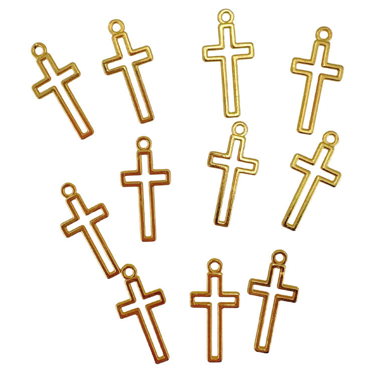 Crosses Metal Charms in Golden 10pc