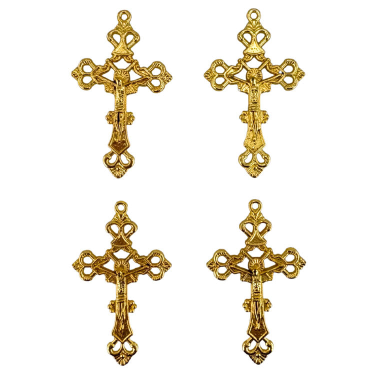 Cross Metal Charms in Golden 4pc