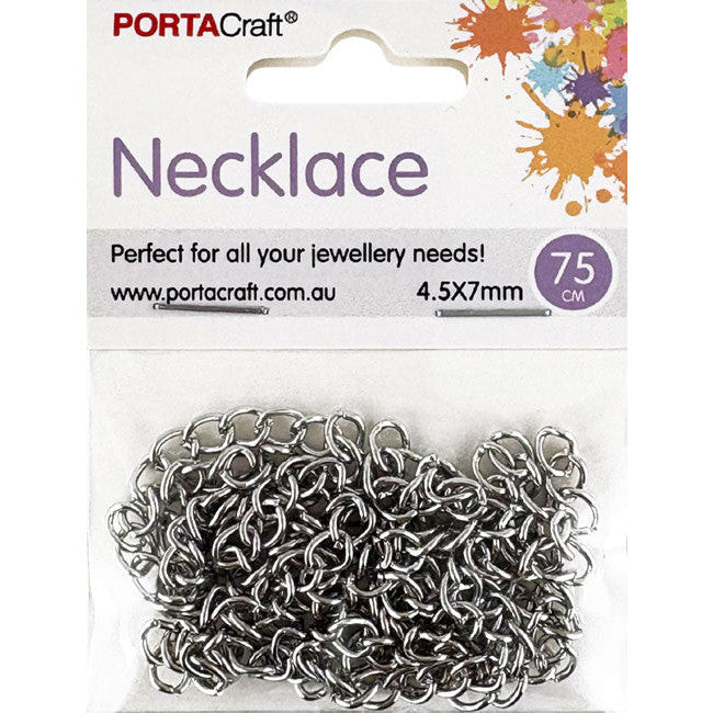 Necklace Chain 75cm 4.5x7mm Links Silvered