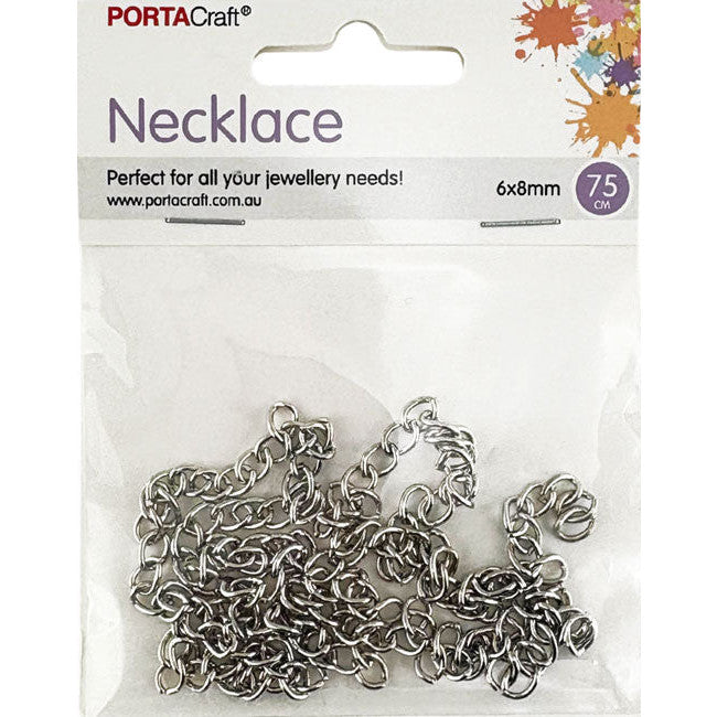 Necklace Chain 75cm 6x8mm Links Silvered