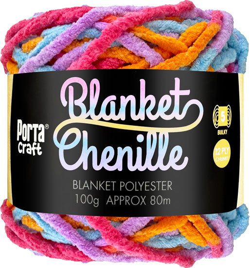 Chenille Blanket Yarn 100g 80m 12ply - Pixie Coral