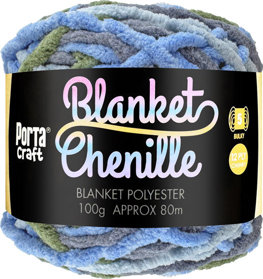 Chenille Blanket Yarn 100g 80m 12ply - Dolphin