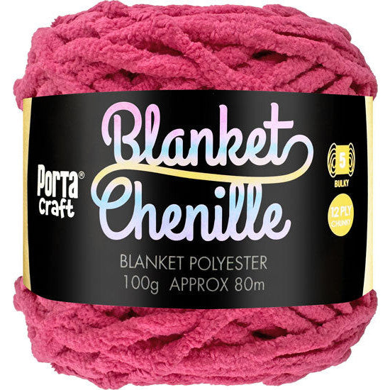 Chenille Blanket Yarn 100g 80m 12ply - Solid Fuchsia