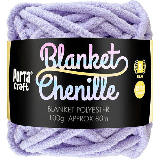 Chenille Blanket Yarn 100g 80m 12ply - Solid Lavender