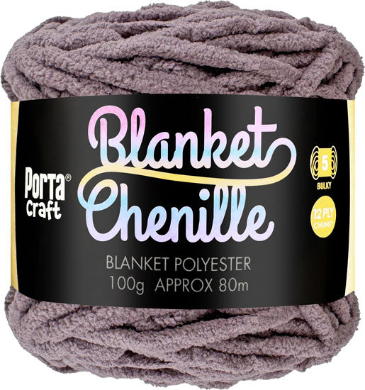 Chenille Blanket Yarn 100g 80m 12ply - Solid Aubergine