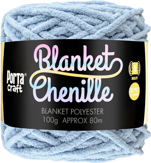 Chenille Blanket Yarn 100g 80m 12ply - Solid Rain Cloud