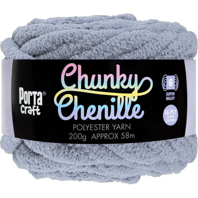 Chunky Chenille Yarn 200g 58m Solid Stone