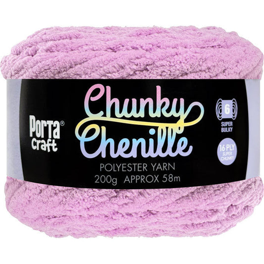 Chunky Chenille Yarn 200g 58m Solid Lilac