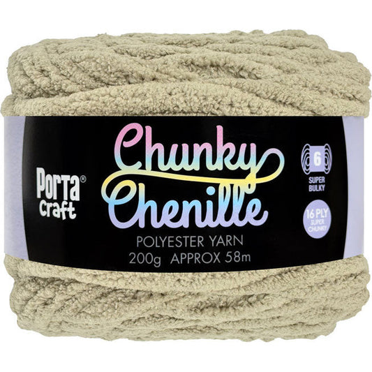 Chunky Chenille Yarn 200g 58m Solid Taupe