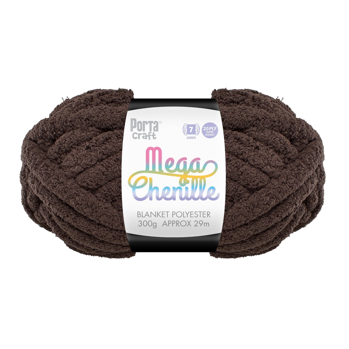 Mega Chenille Yarn 300g 29m Solid Chocolate