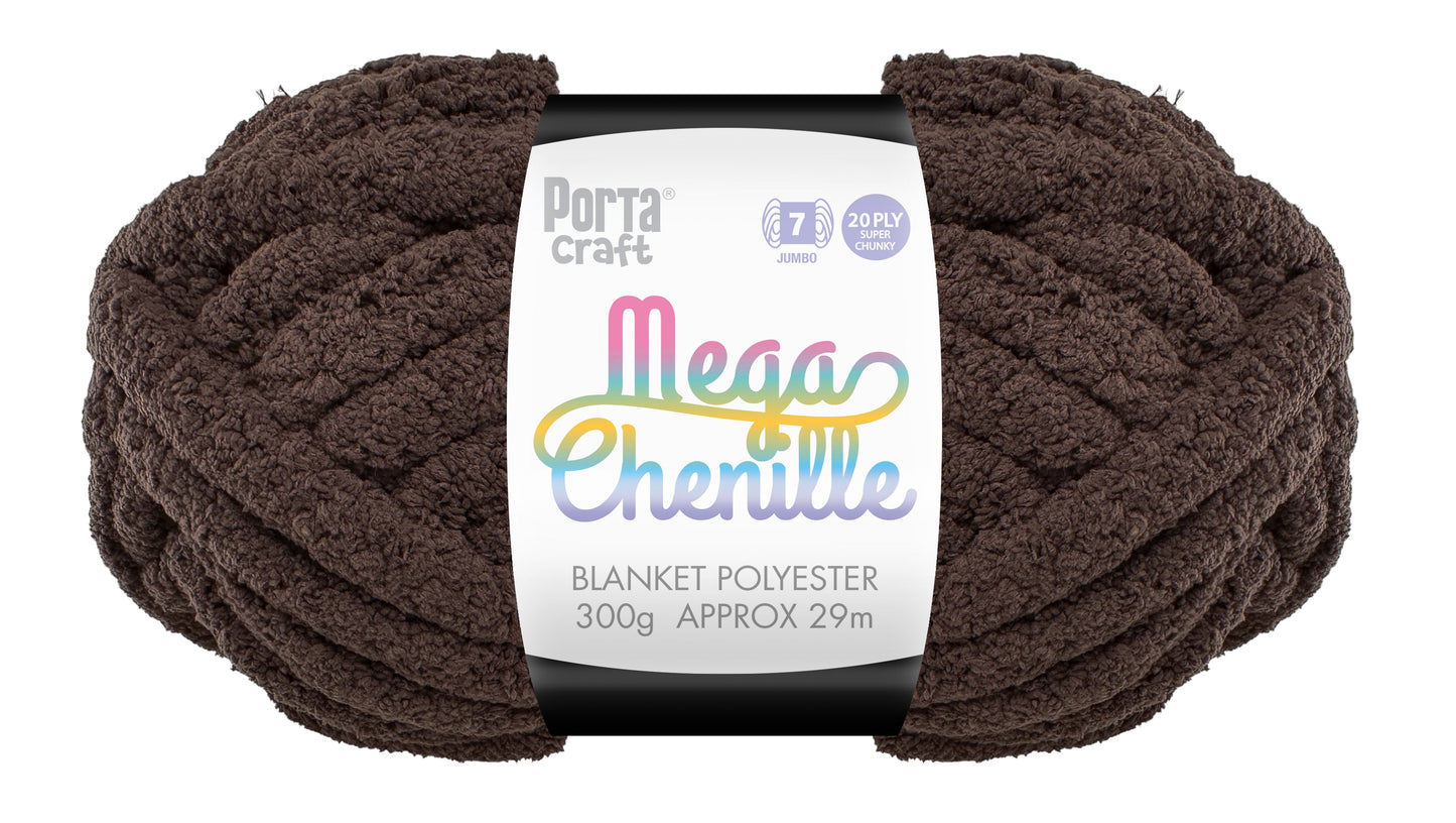 Mega Chenille Yarn 300g 29m Solid Chocolate