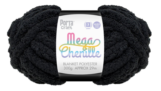 Mega Chenille Yarn 300g 29m Solid Black