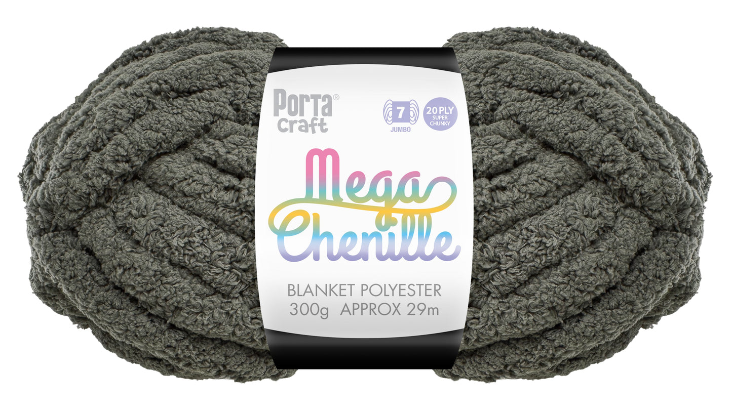 Mega Chenille Yarn 300g 29m Solid Dove Grey