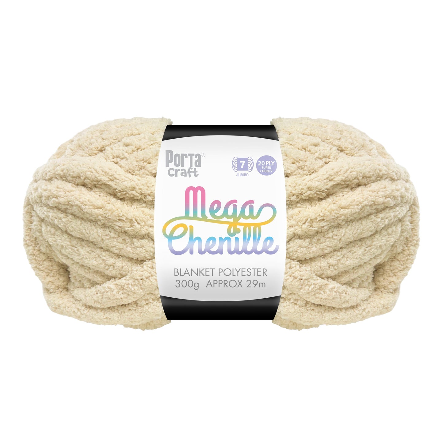 Mega Chenille Yarn 300g 29m Solid Ivory