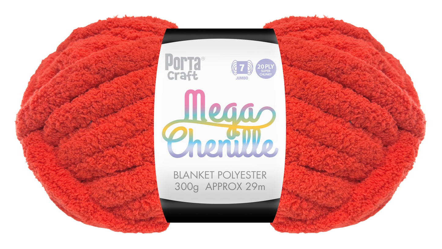 Mega Chenille Yarn 300g 29m Solid Red