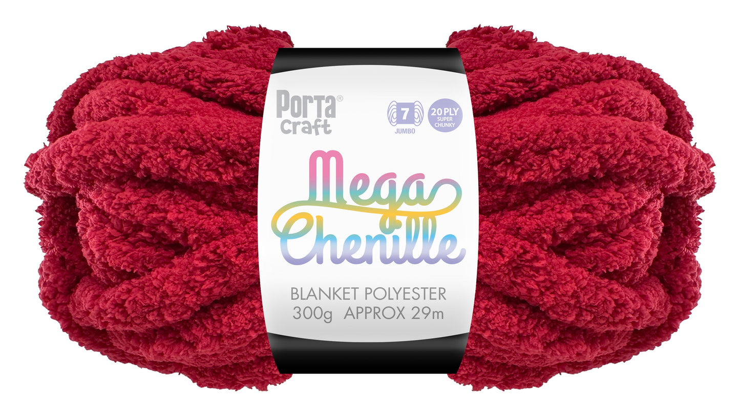 Mega Chenille Yarn 300g 29m Solid Crimson
