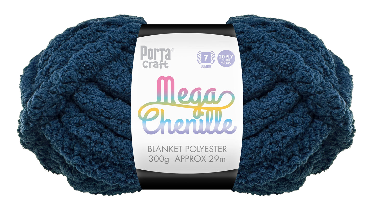 Mega Chenille Yarn 300g 29m Solid Dark Blue