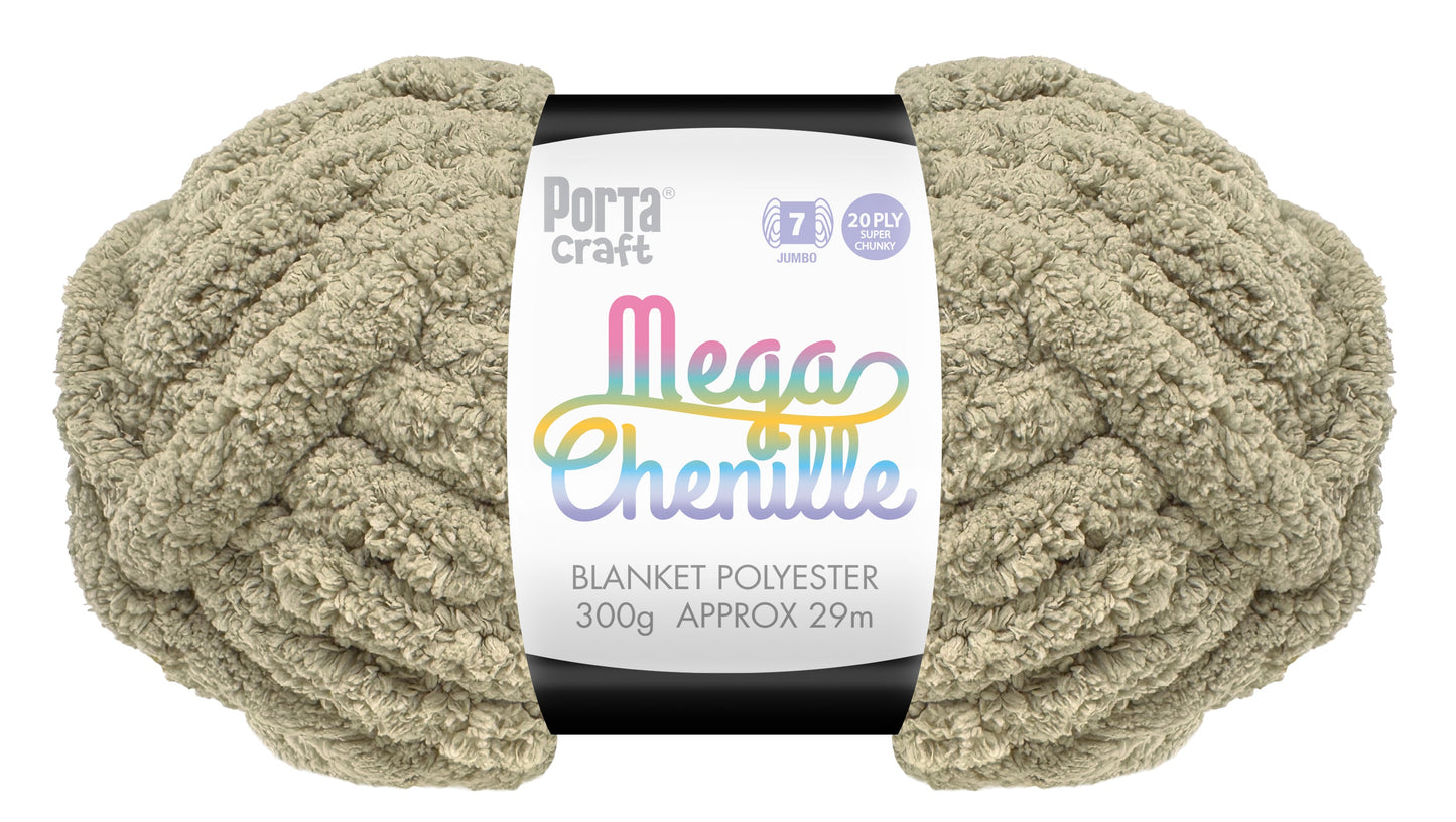 Mega Chenille Yarn 300g 29m Solid Taupe