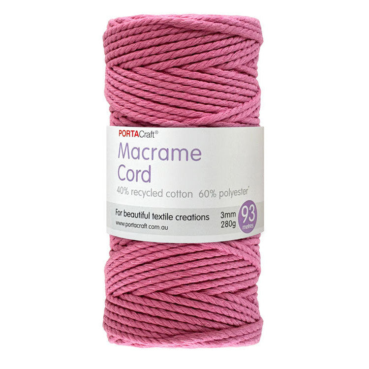 Macrame Cord 280g 3mm 93m Twisted 17 Pink