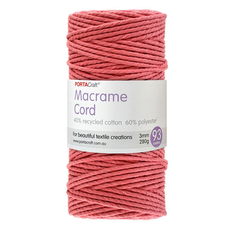 Macrame Cord 280g 3mm 93m Twisted 16 Coral