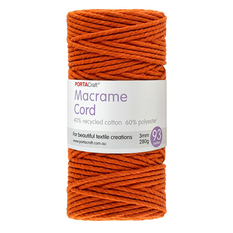 Macrame Cord 280g 3mm 93m Twisted 13 Orange