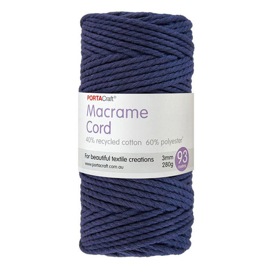 Macrame Cord 280g 3mm 93m Twisted 21 Navy