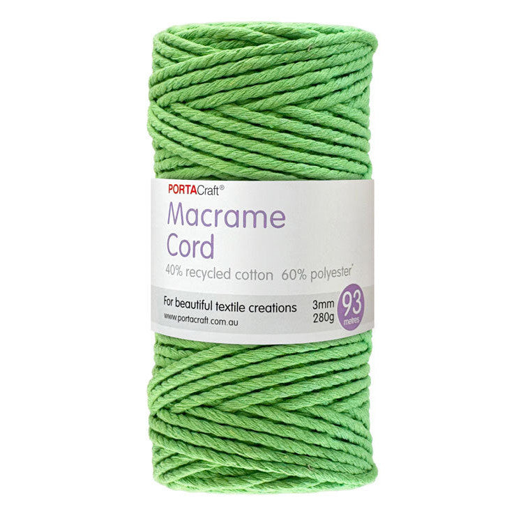 Macrame Cord 280g 3mm 93m Twisted 25 Bright Green