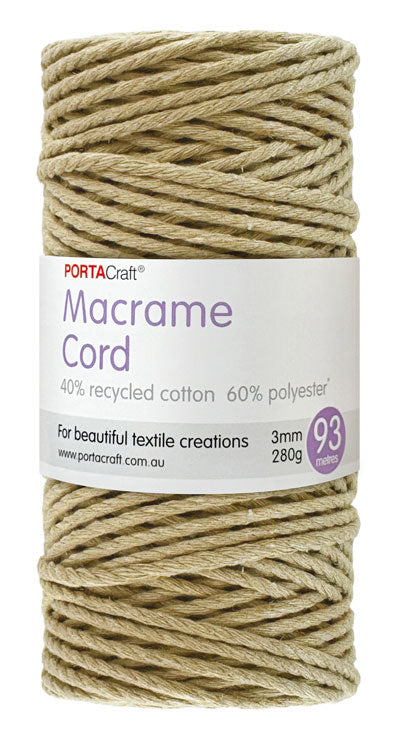 Macrame Cord 280g 3mm 93m Twisted 02 Almond