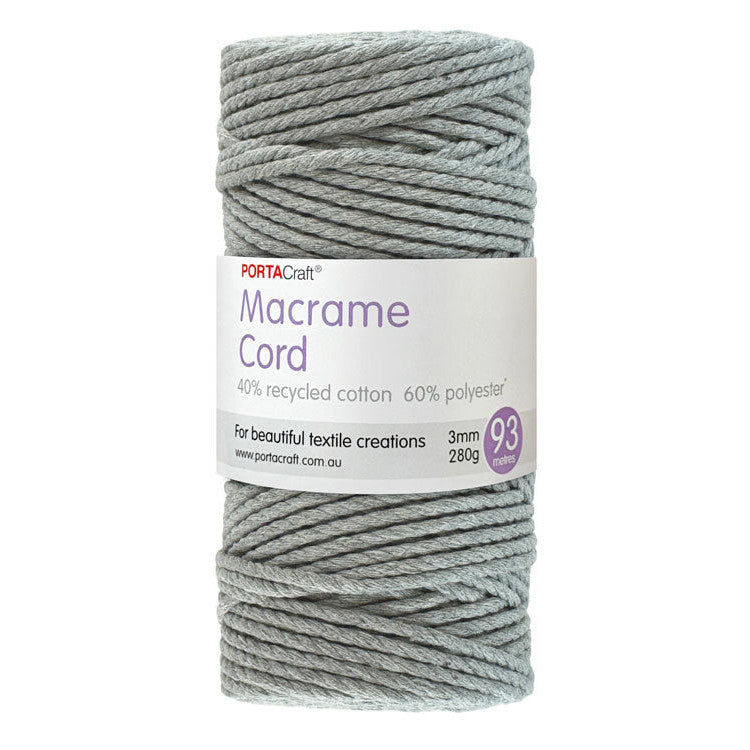 Macrame Cord 280g 3mm 93m Twisted 08 Silver Grey
