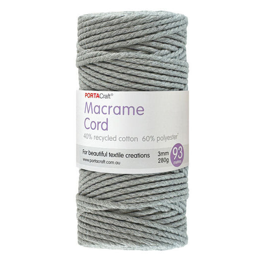 Macrame Cord 280g 3mm 93m Twisted 08 Silver Grey