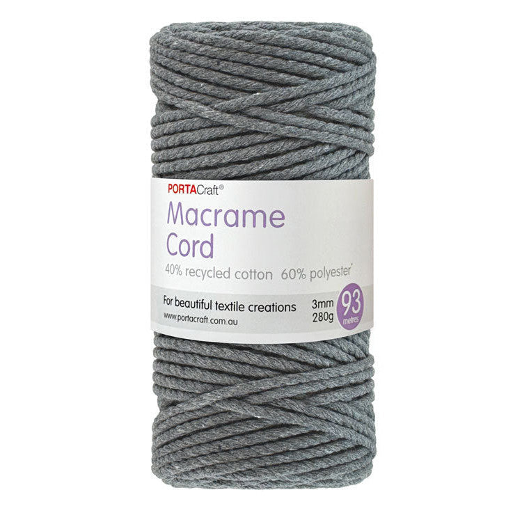 Macrame Cord 280g 3mm 93m Twisted 07 Dove Grey