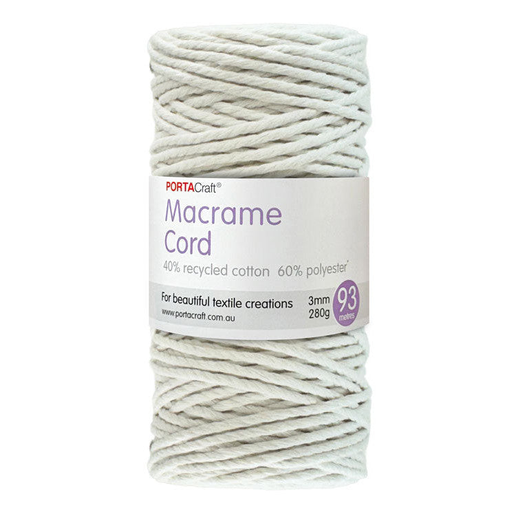 Macrame Cord 280g 3mm 93m Twisted 09 White